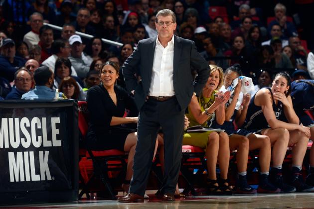 COLLEGE PARK, MD - DECEMBER 29:  Head coach Geno Auriemma of the Connecticut Huskies watches the game against the Maryland Terrapins at Xfinity Center on December 29, 2016 in College Park, Maryland.  (Photo by G Fiume/Maryland Terrapins/Getty Images)