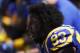 Los Angeles Rams defensive tackle Ethan Westbrooks sits on the bench during the first half an NFL football game against the Seattle Seahawks at the Los Angeles Memorial Coliseum, Sunday, Sept. 18, 2016, in Los Angeles. (AP Photo/Kelvin Kuo)
