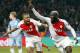 Monaco's Tiemoue Bakayoko, right, celebrates his side side's 3rd goal with Kylian Mbappe during a Champions League round of 16 second leg soccer match between Monaco and Manchester City at the Louis II stadium in Monaco, Wednesday March 15, 2017. (AP Photo/Claude Paris)