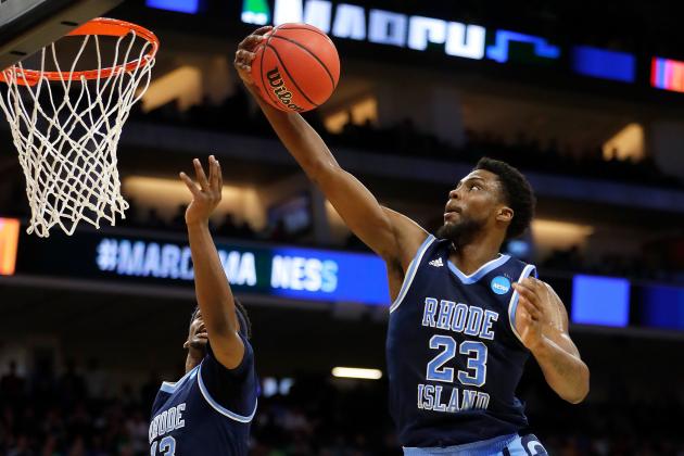 SACRAMENTO, CA - MARCH 17: Kuran Iverson #23 of the Rhode Island Rams attempts a shot against the Creighton Bluejays during the first round of the 2017 NCAA Men's Basketball Tournament at Golden 1 Center on March 17, 2017 in Sacramento, California. (Photo by Jamie Squire/Getty Images)