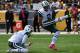 PITTSBURGH, PA - OCTOBER 09: Kicker Nick Folk #2 of the New York Jets kicks a 48-yard field goal on a hold by Lachlan Edwards #4 during a game against the Pittsburgh Steelers at Heinz Field on October 9, 2016 in Pittsburgh, Pennsylvania. The Steelers defeated the Jets 31-13. (Photo by George Gojkovich/Getty Images)