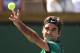 INDIAN WELLS, CA - MARCH 18: Roger Federer of Switzerland serves against Jack Sock of the United States during his semi final match during day thirteen of the BNP Paribas Open at Indian Wells Tennis Garden on March 18, 2017 in Indian Wells, California. (Photo by Kevork Djansezian/Getty Images)