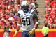 KANSAS CITY, MO - SEPTEMBER 11: Linebacker Manti Te'o #50 of the San Diego Chargers gets set on defense against the Kansas City Chiefs during the first half on September 11, 2016 at Arrowhead Stadium in Kansas City, Missouri. (Photo by Peter G. Aiken/Getty Images)