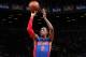 BROOKLYN, NY - MARCH 21: Kentavious Caldwell-Pope #5 of the Detroit Pistons shoots the ball against the Brooklyn Nets on March 21, 2017 at Barclays Center in Brooklyn, New York. NOTE TO USER: User expressly acknowledges and agrees that, by downloading and or using this Photograph, user is consenting to the terms and conditions of the Getty Images License Agreement. Mandatory Copyright Notice: Copyright 2017 NBAE (Photo by Nathaniel S. Butler/NBAE via Getty Images)