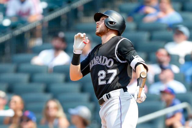 NEW YORK, NY - JULY 28:  Trevor Story #27 of the Colorado Rockies in action against the New York Mets at Citi Field on July 28, 2016 in the Flushing neighborhood of the Queens borough of New York City. The Rockies defeated the Mets 2-1.  (Photo by Jim McIsaac/Getty Images)