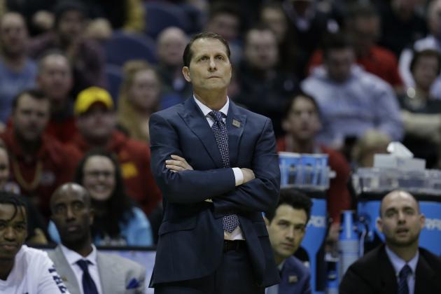 Nevada head coach Eric Musselman watches during the first half of an NCAA college basketball tournament first-round game against Iowa State Thursday, March 16, 2017, in Milwaukee. (AP Photo/Kiichiro Sato)