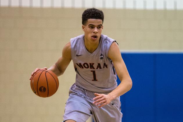 MAPLE GROVE, MN- MAY 23: Michael Porter Jr. #1 from Mokan Elite and Father Tolton Catholic High School during Session Four of the Nike EYBL on May 23, 2015 at Maple Grove Community Gym in Maple Grove, Minnesota. (Photo by Brace Hemmelgarn/Getty Images)
