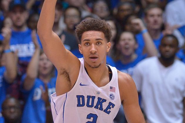 DURHAM, NC - NOVEMBER 23:  Chase Jeter #2 of the Duke Blue Devils reacts during the game against the William & Mary Tribe at Cameron Indoor Stadium on November 23, 2016 in Durham, North Carolina.  (Photo by Grant Halverson/Getty Images)