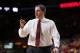 AMES, IA - FEBRUARY 11: Head coach Steve Prohm of the Iowa State Cyclones coaches from the bench in the second half of play against the Oklahoma Sooners at Hilton Coliseum on February 11, 2017 in Ames, Iowa. The Iowa State Cyclones won 80-64 over the Oklahoma Sooners. (Photo by David Purdy/Getty Images)