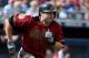 PEORIA, AZ - MARCH 04: A.J. Pollock #11 of the Arizona Diamondbacks runs to first base in a spring training game against the San Diego Padres at Peoria Stadium on March 4, 2017 in Peoria, Arizona. (Photo by Lisa Blumenfeld/Getty Images)