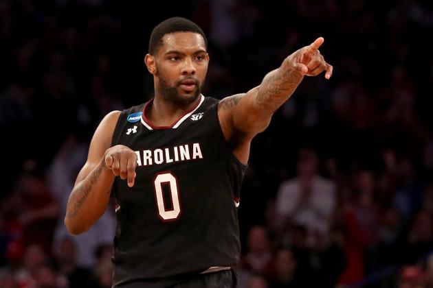 NEW YORK, NY - MARCH 26:  Sindarius Thornwell #0 of the South Carolina Gamecocks reacts against the Baylor Bears during the 2017 NCAA Men's Basketball Tournament East Regional at Madison Square Garden on March 26, 2017 in New York City.  (Photo by Maddie Meyer/Getty Images)
