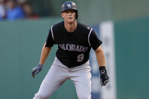 ARLINGTON, TX - AUGUST 10:  DJ LeMahieu #9 of the Colorado Rockies at Globe Life Park in Arlington on August 10, 2016 in Arlington, Texas.  (Photo by Ronald Martinez/Getty Images)