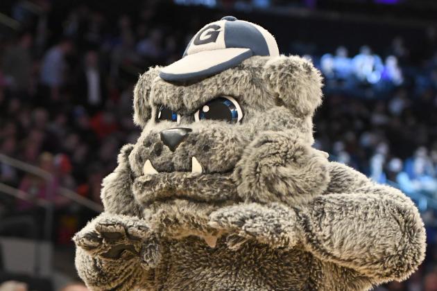 NEW YORK, NY - MARCH 08:  The Georgetown Hoyas mascot on the floor during the Big East Basketball Tournament - First Round game against the St. John's Red Storm at Madison Square Garden on March 8, 2017 in New York City.  The Red Storm won 74-73.  (Photo by Mitchell Layton/Getty Images) *** Local Caption ***