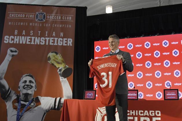 CHICAGO, IL - MARCH 29: The Chicago Fire Introduce Basitan Schweinsteiger during a press conference on March 29,  2017 at the The PrivateBank Fire Pitch in Chicago, Illinois. (Photo by David Banks/Getty Images)