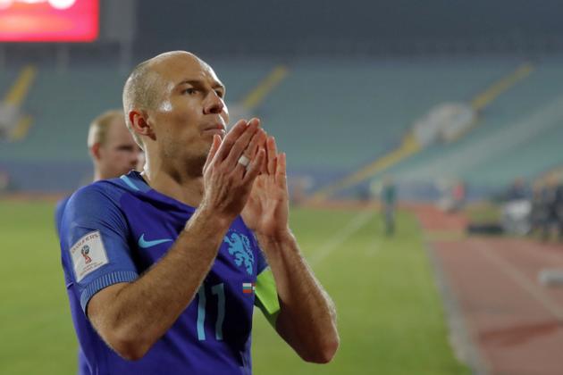 Netherlands' Arjen Robben leaves the field after their World Cup Group A qualifying soccer match against Bulgaria, at the Vassil Levski stadium in Sofia, Bulgaria, Saturday, March 25, 2017. (AP Photo/Vadim Ghirda)