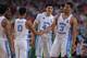 GLENDALE, AZ - APRIL 01: Nate Britt #0, Justin Jackson #44 and Kennedy Meeks #3 of the North Carolina Tar Heels react following a play against the Oregon Ducks during the 2017 NCAA Men's Final Four Semifinal at University of Phoenix Stadium on April 1, 2017 in Glendale, Arizona. North Carolina defeated Oregon 77-76. (Photo by Lance King/Getty Images)