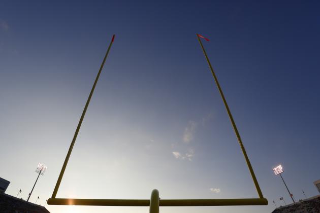 Goalposts are shown against the evening sky during the second half of a preseason NFL football game between the Buffalo Bills and Tampa Bay Buccaneers Saturday, Aug. 23, 2014, in Orchard Park, N.Y. The Buccaneers won the game 27-14. (AP Photo/Bill Wippert)