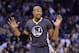 Golden State Warriors forward David West (3) gestures in the first half of an NBA basketball game Saturday, Dec. 10, 2016, in Memphis, Tenn. (AP Photo/Brandon Dill)