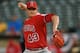 OAKLAND, CA - APRIL 05: Garrett Richards #43 of the Los Angeles Angels of Anaheim pitches against the Oakland Athletics in the bottom of the first inning at the Oakland-Alameda County Coliseum on April 5, 2017 in Oakland, California. (Photo by Thearon W. Henderson/Getty Images)