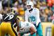 PITTSBURGH, PA - JANUARY 08: T.J. Yates #16 of the Miami Dolphins takes a snap for injured quarterback Matt Moore #8 against the Pittsburgh Steelers in the AFC Wild Card game at Heinz Field on January 8, 2017 in Pittsburgh, Pennsylvania. (Photo by Gregory Shamus/Getty Images)