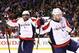 BOSTON, MA - APRIL 8: Kevin Shattenkirk #22 of the Washington Capitals celebrates with Alex Ovechkin #8 after scoring against the Boston Bruins during the second period at TD Garden on April 8, 2017 in Boston, Massachusetts. (Photo by Maddie Meyer/Getty Images)