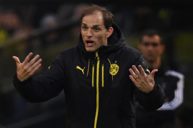 Dortmund's head coach Thomas Tuchel reacts from the sidelines during the UEFA Champions League 1st leg quarter-final football match BVB Borussia Dortmund v Monaco in Dortmund, western Germany on April 12, 2017.
The match had been postponed after three explosions hit German football team Borussia Dortmund's bus late on April 11, 2017 ahead of a Champions League home game. / AFP PHOTO / PATRIK STOLLARZ        (Photo credit should read PATRIK STOLLARZ/AFP/Getty Images)