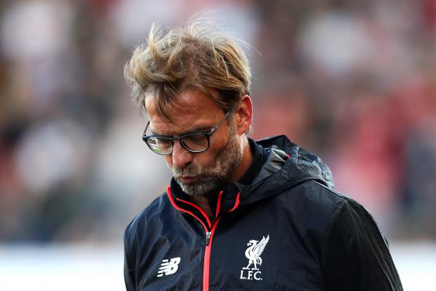 STOKE ON TRENT, ENGLAND - APRIL 08: Liverpool manager Jurgen Klopp reacts during the Premier League match between Stoke City and Liverpool at Bet365 Stadium on April 8, 2017 in Stoke on Trent, England. (Photo by Chris Brunskill Ltd/Getty Images)