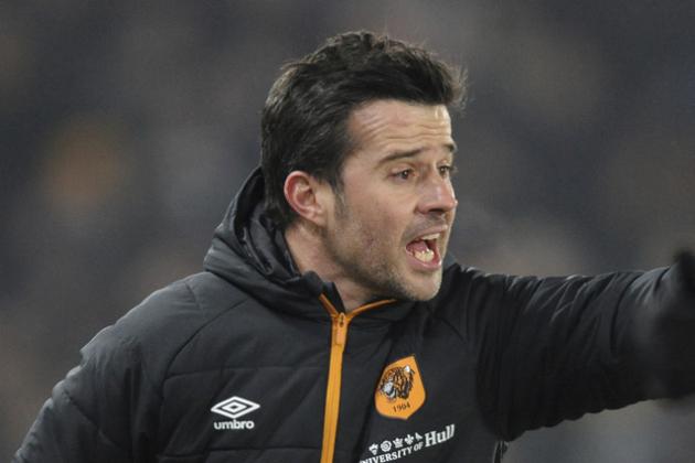 Hull City manager Marco Silva gestures during the English League Cup, Semi Final Second Leg soccer match between Hull City and Manchester United at KCOM stadium in Hull, England, Thursday Jan. 26, 2017. (AP Photo/Rui Vieira)