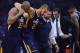 LOS ANGELES, CA - APRIL 15: Rudy Gobert #27 of the Utah Jazz is helped off the court past head coach Quin Snyder, by Boris Diaw #33 and medical staff during the first half against the LA Clippers at Staples Center on April 15, 2017 in Los Angeles, California. NOTE TO USER: User expressly acknowledges and agrees that, by downloading and or using this photograph, User is consenting to the terms and conditions of the Getty Images License Agreement. (Photo by Harry How/Getty Images)