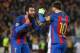 BARCELONA, SPAIN - MARCH 8: Arda Turan and Lionel Messi of FC Barcelona celebrate the victory following the UEFA Champions League Round of 16 second leg match between FC Barcelona and Paris Saint-Germain (PSG) at Camp Nou on March 8, 2017 in Barcelona, Spain. (Photo by Jean Catuffe/Getty Images)