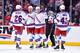 MONTREAL, QC - APRIL 20: Brady Skjei #76 of the New York Rangers celebrates his second period goal with teammates against the Montreal Canadiens in Game Five of the Eastern Conference First Round during the 2017 NHL Stanley Cup Playoffs at the Bell Centre on April 20, 2017 in Montreal, Quebec, Canada. (Photo by Minas Panagiotakis/Getty Images)