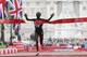 Kenya's Mary Keitany wins the women's elite race at the London marathon on April 23, 2017 in London.
Kenya's Mary Keitany won a third London Marathon today posting an unofficial time of 2hrs 17min 01sec -- the fastest time in a women-only marathon. / AFP PHOTO / Adrian DENNIS (Photo credit should read ADRIAN DENNIS/AFP/Getty Images)