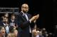 Memphis Grizzlies head coach David Fizdale claps during overtime of Game 4 in an NBA basketball first-round playoff series against the San Antonio Spurs Saturday, April 22, 2017, in Memphis, Tenn. (AP Photo/Brandon Dill)