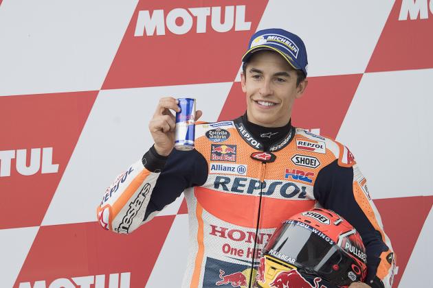 RIO HONDO, ARGENTINA - APRIL 08:  Marc Marquez of Spain and Repsol Honda Team celebrates the MotoGP  Pole position during the MotoGp of Argentina - Qualifying on April 8, 2017 in Rio Hondo, Argentina.  (Photo by Mirco Lazzari gp/Getty Images)