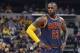 INDIANAPOLIS, IN - APRIL 23: LeBron James #23 of the Cleveland Cavaliers looks on against the Indiana Pacers in Game Four of the Eastern Conference Quarterfinals during the 2017 NBA Playoffs at Bankers Life Fieldhouse on April 23, 2017 in Indianapolis, Indiana. The Cavaliers defeated the Pacers 106-102 to sweep the series 4-0. NOTE TO USER: User expressly acknowledges and agrees that, by downloading and or using the photograph, User is consenting to the terms and conditions of the Getty Images License Agreement. (Photo by Joe Robbins/Getty Images)