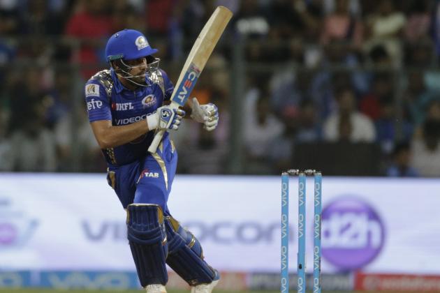 Mumbai Indians batsman Rohit Sharma bats during their Indian Premier League (IPL) cricket match against Rising Pune Supergiant in Mumbai, India, Monday, April 24, 2017.(AP Photo/Rafiq Maqbool)