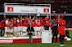 LONDON, ENGLAND - JULY 26: Arsenal lift the Emirates Cup trophy after winning the Emirates Cup match between Arsenal and VfL Wolfsburg at Emirates Stadium on July 26, 2015 in London, England. (Photo by Catherine Ivill - AMA/Getty Images).