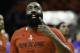 HOUSTON, TX - APRIL 25: James Harden #13 of the Houston Rockets warms up before Game Five of the Western Conference Quarterfinals game of the 2017 NBA Playoffs at Toyota Center on April 25, 2017 in Houston, Texas. NOTE TO USER: User expressly acknowledges and agrees that, by downloading and/or using this photograph, user is consenting to the terms and conditions of the Getty Images License Agreement. (Photo by Bob Levey/Getty Images)