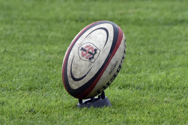 A ball sits on a kicking tee during the French Top 14 rugby union match Toulouse against Castres on September 5, 2015 at the Ernest Wallon Stadium in Toulouse , southern France. AFP PHOTO / PASCAL PAVANI        (Photo credit should read PASCAL PAVANI/AFP/Getty Images)