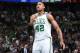 BOSTON, MA - APRIL 30: Al Horford #42 of the Boston Celtics reacts during the game against the Boston Celtics in Game One of the Eastern Conference Semifinals of the 2017 NBA Playoffs on April 30, 2017 at the TD Garden in Boston, Massachusetts. NOTE TO USER: User expressly acknowledges and agrees that, by downloading and or using this photograph, User is consenting to the terms and conditions of the Getty Images License Agreement. Mandatory Copyright Notice: Copyright 2017 NBAE (Photo by Brian Babineau/NBAE via Getty Images)