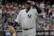 New York Yankees pitcher CC Sabathia acknowledges applause from the crowd as he walks off the field during the eighth inning of a baseball game against the St. Louis Cardinals, Saturday, April 15, 2017, in New York. The Yankees won 3-2. (AP Photo/Julie Jacobson)