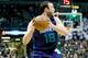 MILWAUKEE, WI - APRIL 10: Miles Plumlee #18 of the Charlotte Hornets handles the ball in the fourth quarter against the Milwaukee Bucks at BMO Harris Bradley Center on April 10, 2017 in Milwaukee, Wisconsin. NOTE TO USER: User expressly acknowledges and agrees that , by downloading and or using this photograph, User is consenting to the terms and conditions of the Getty Images License Agreement. (Photo by Dylan Buell/Getty Images)