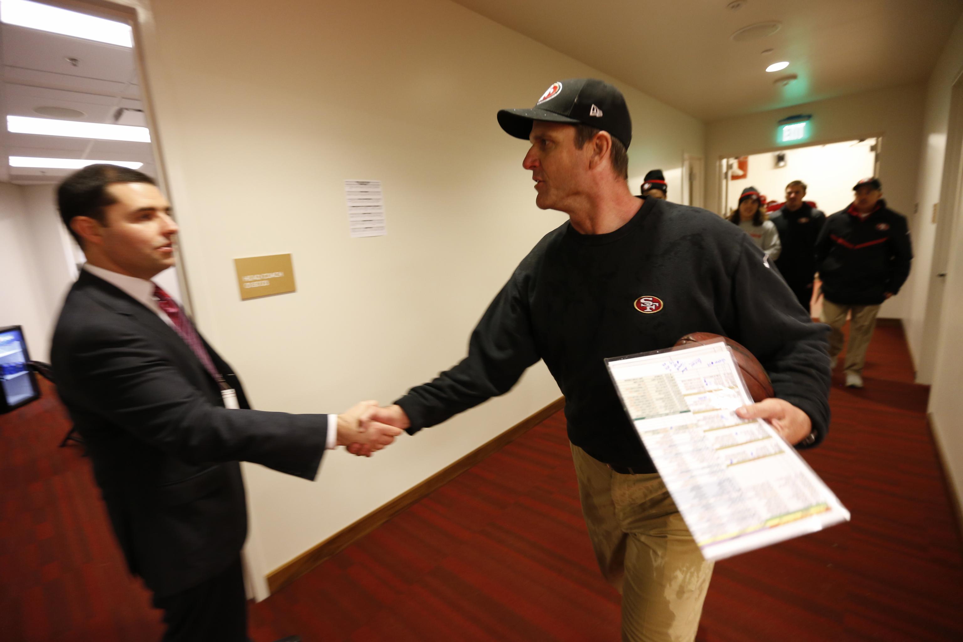 Jim Harbaugh Rips Trent Baalke, Jed York While Speaking in Support