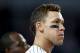NEW YORK, NY - MAY 02: Aaron Judge #99 of the New York Yankees looks on from the dugout in the seventh inning against the Toronto Blue Jays on May 2, 2017 at Yankee Stadium in the Bronx borough of New York City. (Photo by Elsa/Getty Images)