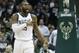 Milwaukee Bucks' Greg Monroe reacts to a call during the first half of game 6 of an NBA first-round playoff series basketball game Toronto Raptors Thursday, April 27, 2017, in Milwaukee. (AP Photo/Morry Gash)