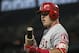 SEATTLE, WA - MAY 2: Mike Trout #27 of the Los Angeles Angels of Anaheim waits in the on-deck circle before an at-bat in game against the Seattle Mariners at Safeco Field on May 2, 2017 in Seattle, Washington. The Angels won the game 6-4 in 11 innings. (Photo by Stephen Brashear/Getty Images)