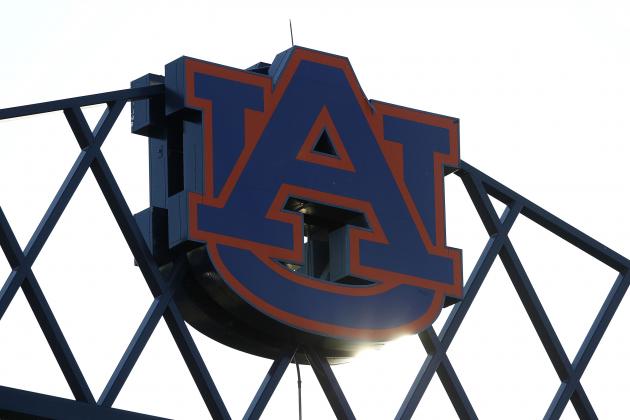 AUBURN - OCTOBER 16:  Photo of the Auburn University logo at the top of Jordan-Hare Stadium during the game between the Arkansas Razorbacks and the Auburn Tigers on October 16, 2010 in Auburn, Alabama.  (Photo by Mike Zarrilli/Getty Images)