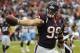 Houston Texans' J.J. Watt reacts after recovering a fumble during the fourth quarter of an NFL football game against the Tennessee Titans Sunday, Sept. 30, 2012, in Houston. (AP Photo/Dave Einsel)