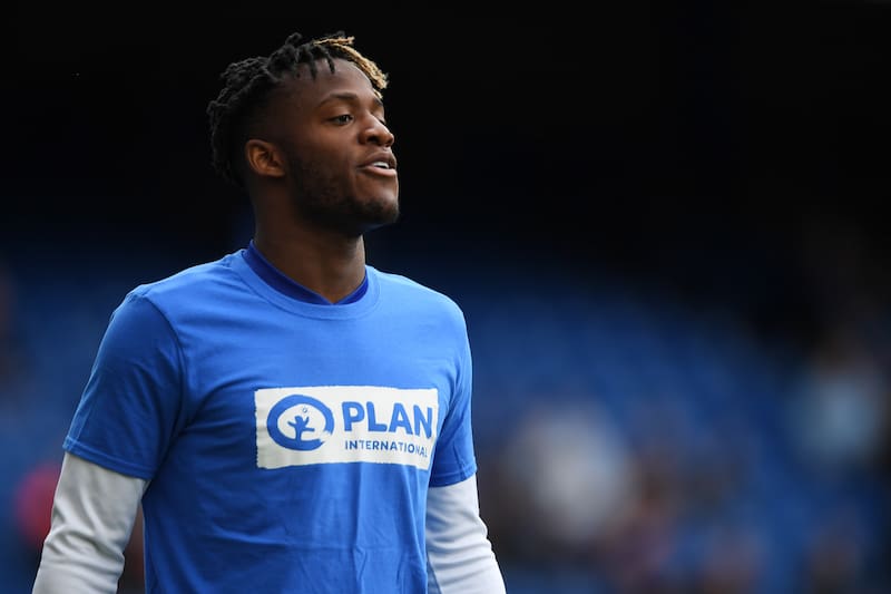 LONDON, ENGLAND - APRIL 01: Michy Batshuayi of Chelsea looks on while warming up prior to the Premier League match between Chelsea and Crystal Palace at Stamford Bridge on April 1, 2017 in London, England. (Photo by Mike Hewitt/Getty Images)