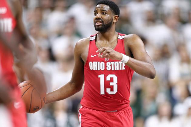 EAST LANSING, MI - FEBRUARY 14: JaQuan Lyle #13 of the Ohio State Buckeyes handles the ball against the Michigan State Spartans in the second half at the Breslin Center on February 14, 2017 in East Lansing, Michigan. (Photo by Rey Del Rio/Getty Images)